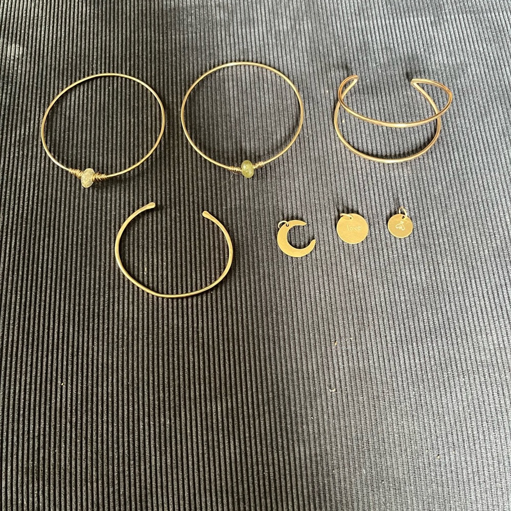 Lot of gold Nashelle bracelets and charms - all handmade